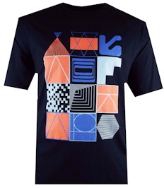 Spionage T-Shirt mit abstraktem geometrischem Print, Marineblau